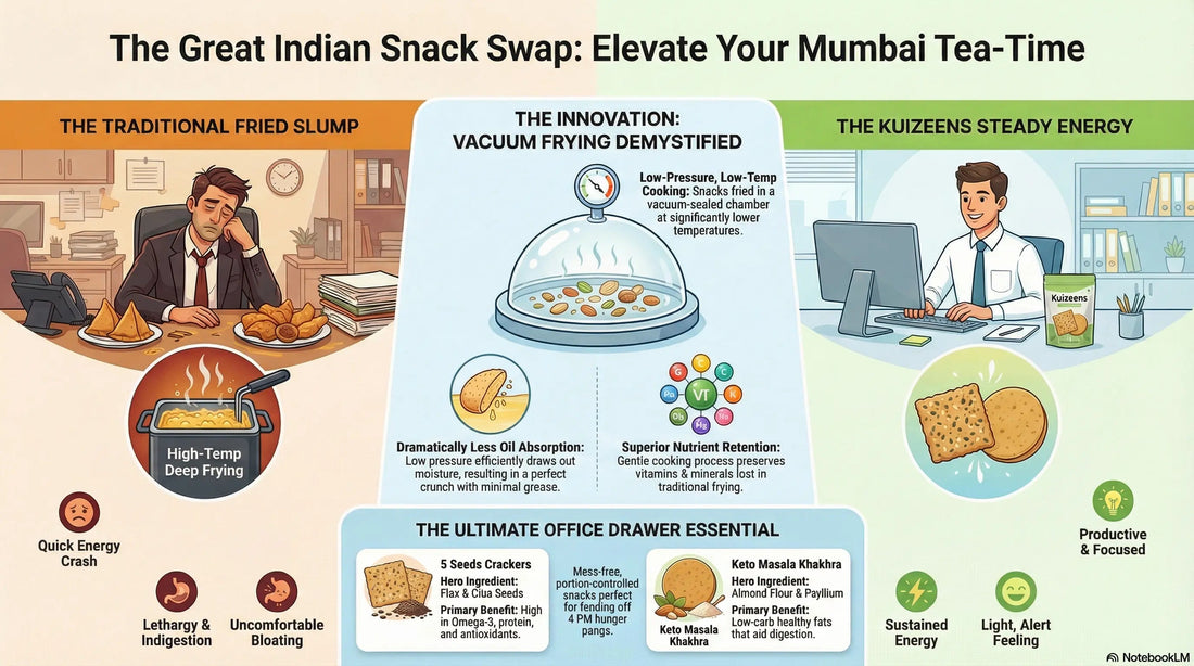 The 4 PM Cravings Solved: Why Mumbai is Swapping Fried Samosas for Vacuum-Fried Beetroot & Seed Crackers.
