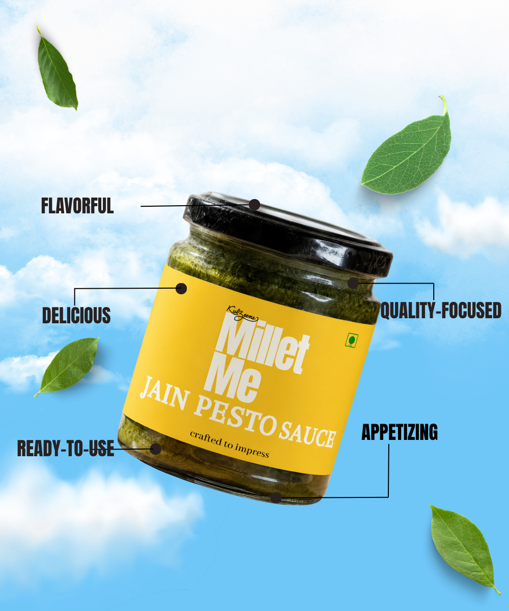 Jain Pesto Sauce | Basil & Nutty | No Onion Garlic Millet Me