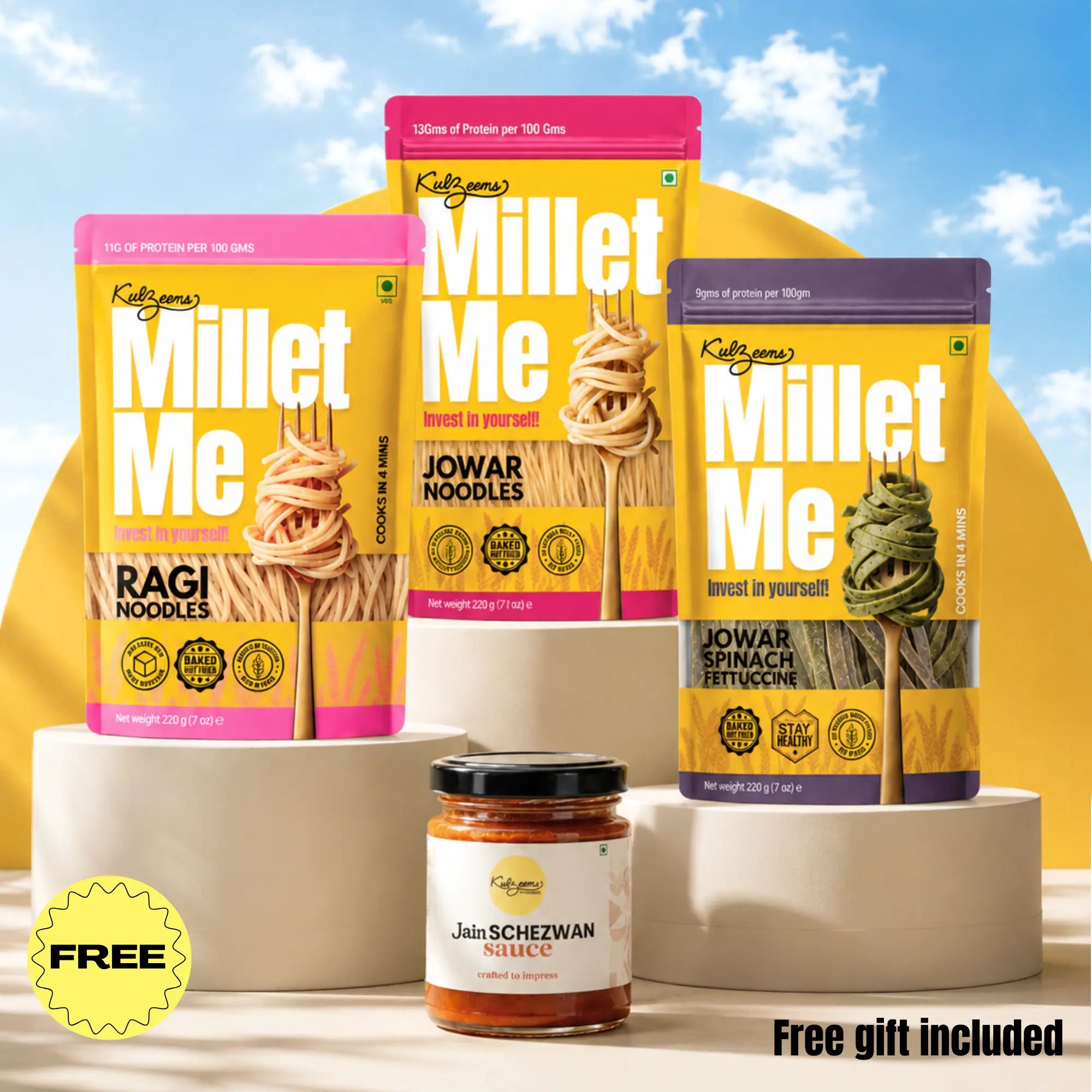 Jain Family Box | No Onion No Garlic Millet Noodles + Jain Sauce Millet Me